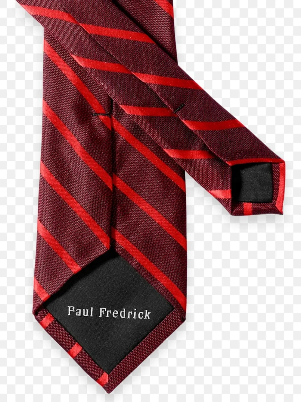 #3084*”63”Paul Fredrick Burgundy Tie with Red Diagonal Stripes